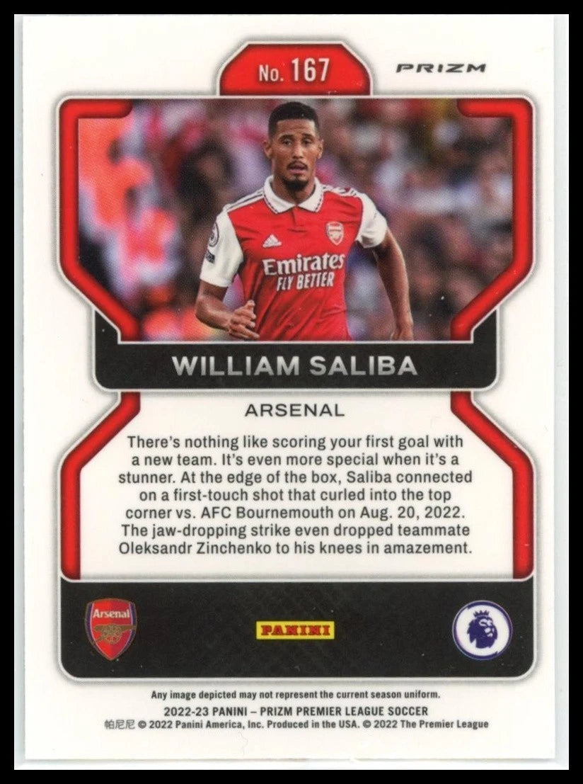2022-23 Panini Prizm Premier League - William Saliba #167 (RC) Silver Prizm
