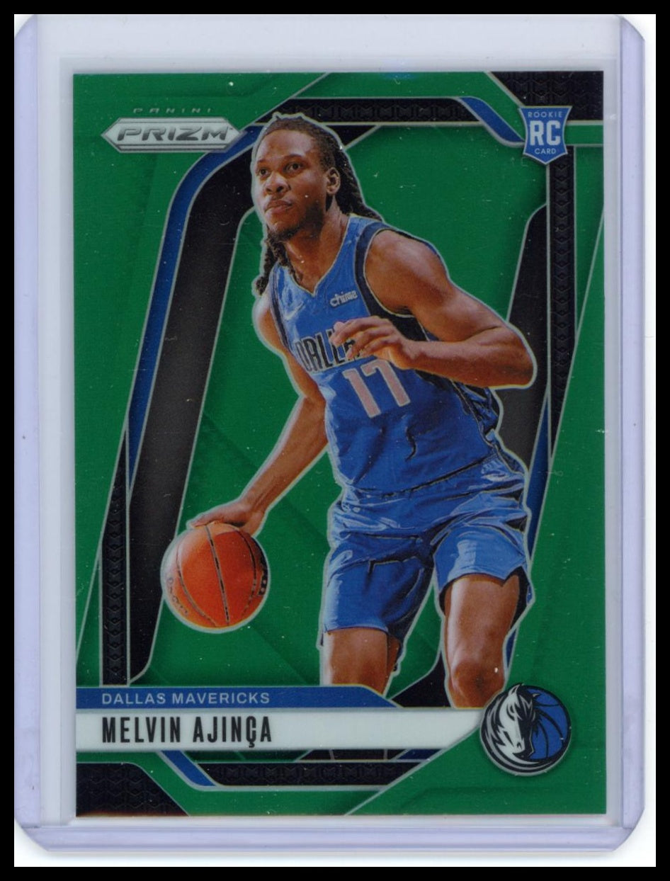 2024-25 Panini Prizm Basketball - Melvin Ajinca #255 Green Prizm (RC) Mavericks